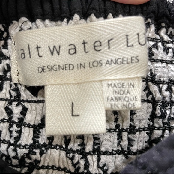 Saltwater Luxe Dottie Middi Dress High Slit Black White Sweetheart Women's Large - Picture 13 of 16